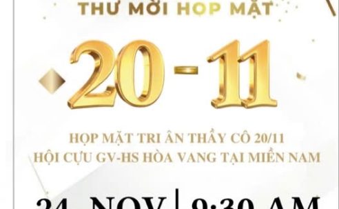 Thư Mời Tham Dự Lễ Kỷ Niệm 31 Năm Thành Lập Ban Liên Lạc Cựu Giáo Viên – Học Sinh Hoà Vang tại Miền Nam