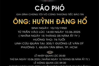 Tiễn Biệt Anh Huỳnh Đăng Hổ – Người Hùng Trong Lòng Bao Thế Hệ Hoà Vang